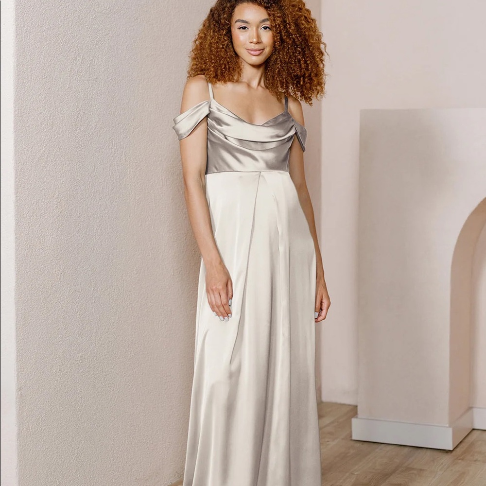 Revelry Maternity Sienna Satin Dress - Soft Champagne